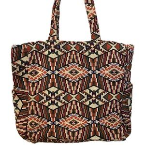World Market Handmade Multi-colored Tote Bag Geometric Patterned NWOT